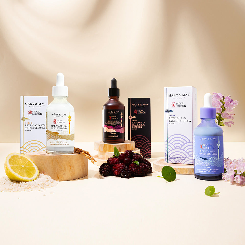 [Mary&May] Idebenone+Blackberry Complex Serum_80ml+[Mary&May] Rice niacin 10% Triple Vitamin Serum 80ml+[Mary&May] Retinol 0.1% Bakuchiol Cica Serum 80ml