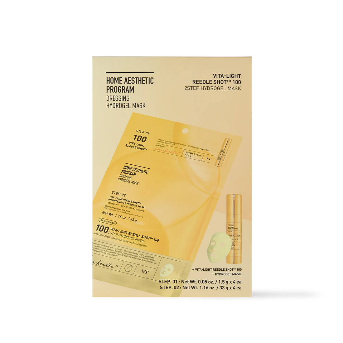 [VT Cosmetics] VITA-LIGHT Reedle Shot 100 2STEP Hydrogel Mask 4ea