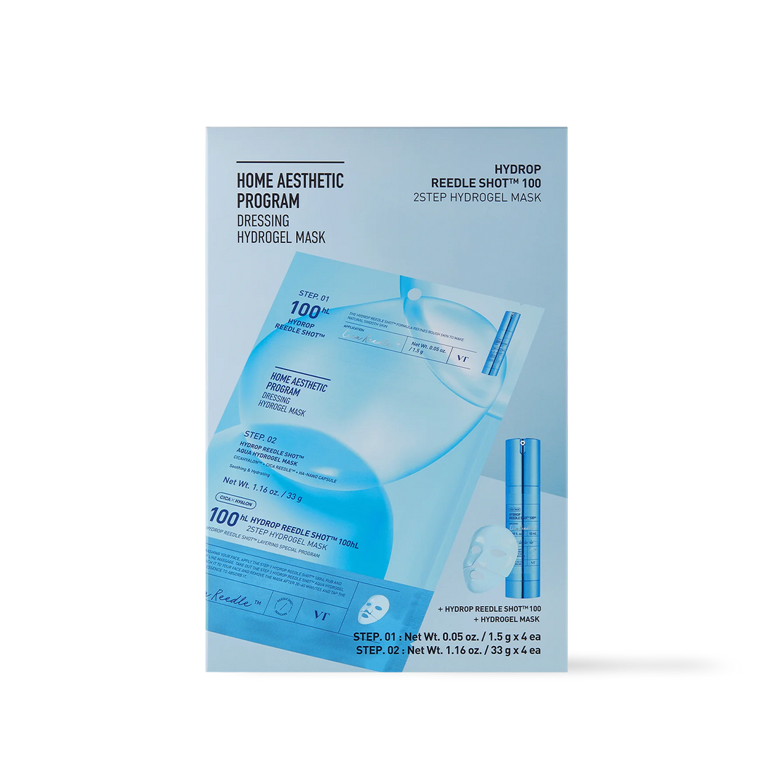 [VT Cosmetics] HYDROP Reedle Shot 100hl 2STEP Hydrogel Mask 4ea