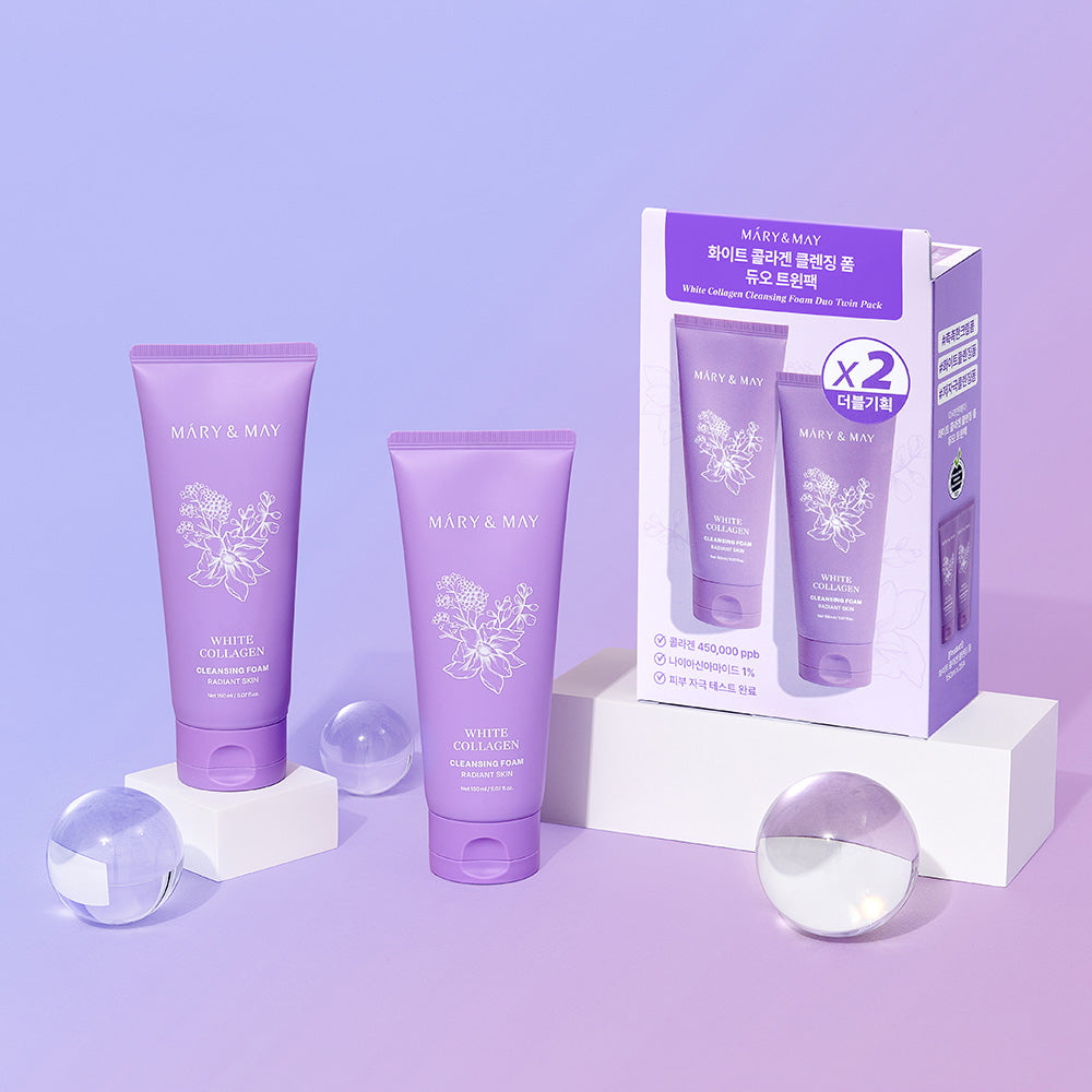[Mary&May] White Collagen Cleansing Foam Duo Twin Pack (150ml x2)