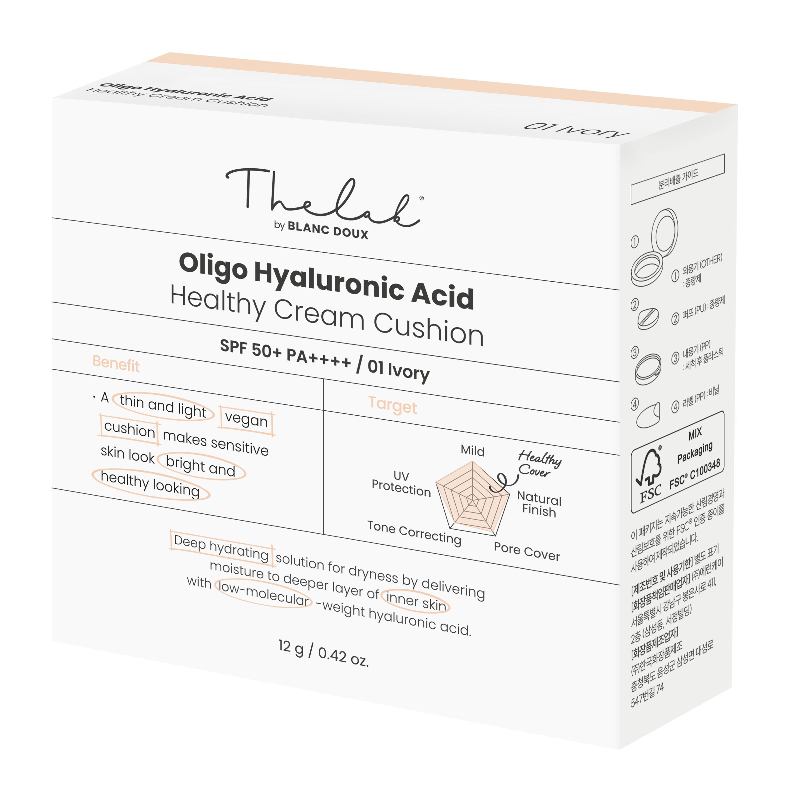 [THE LAB by BLANC DOUX] Oligo Hyaluronic Acid Healthy Cream Cushion #1 IVORY